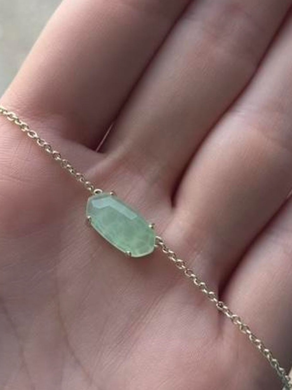 Kendra Scott Ever Pendant Gold Chain Necklace with Light Green Gemstone - Picture 2 of 3